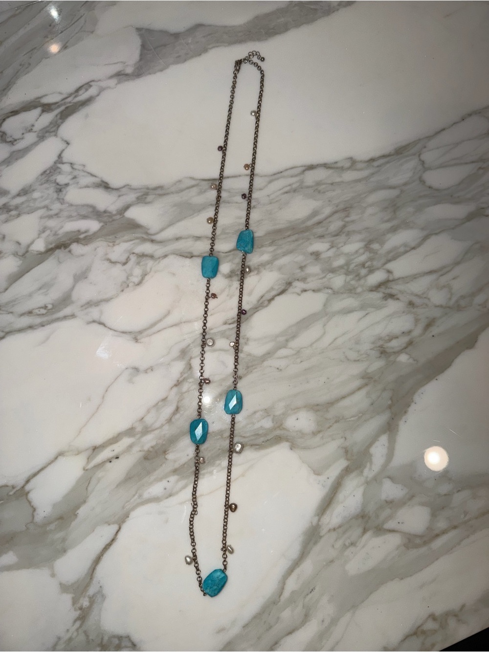Blue Beaded turquoise Long Necklace - Women Jewelry